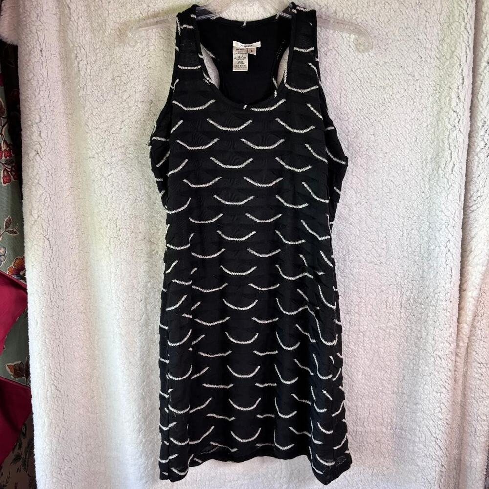 Sophie Max Tank Dress Black &‎ White Midi Scalloped Design Size L